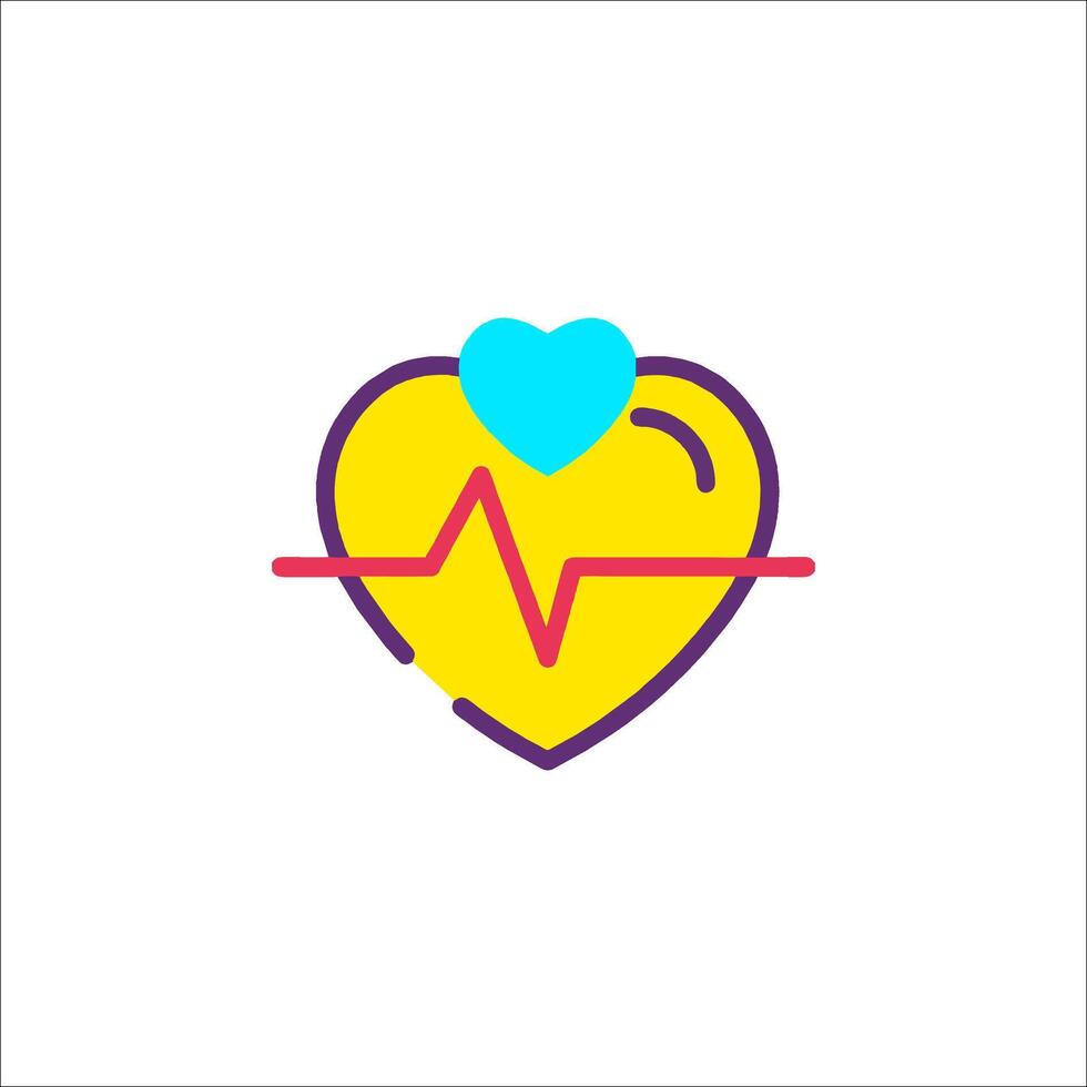Heartbeat icon with a heartbeat line and a heart vector