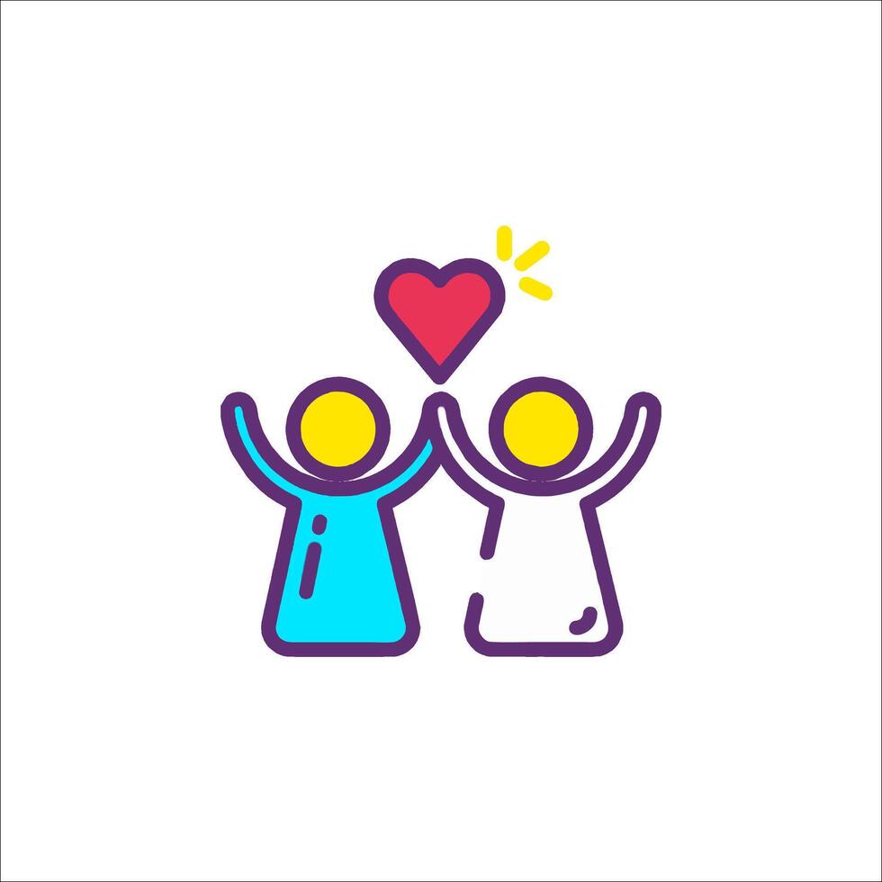 Two people holding hands with a heart in the middle vector