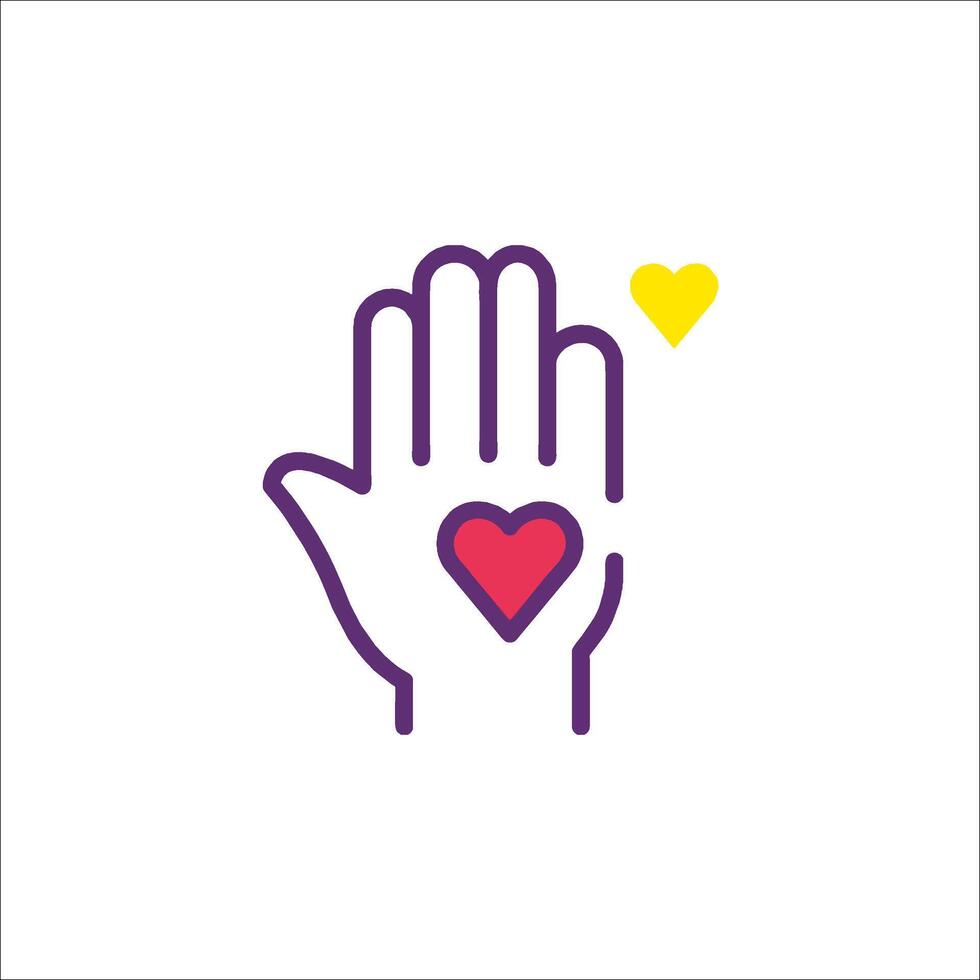 A hand with a heart on it, with a red heart in the middle vector