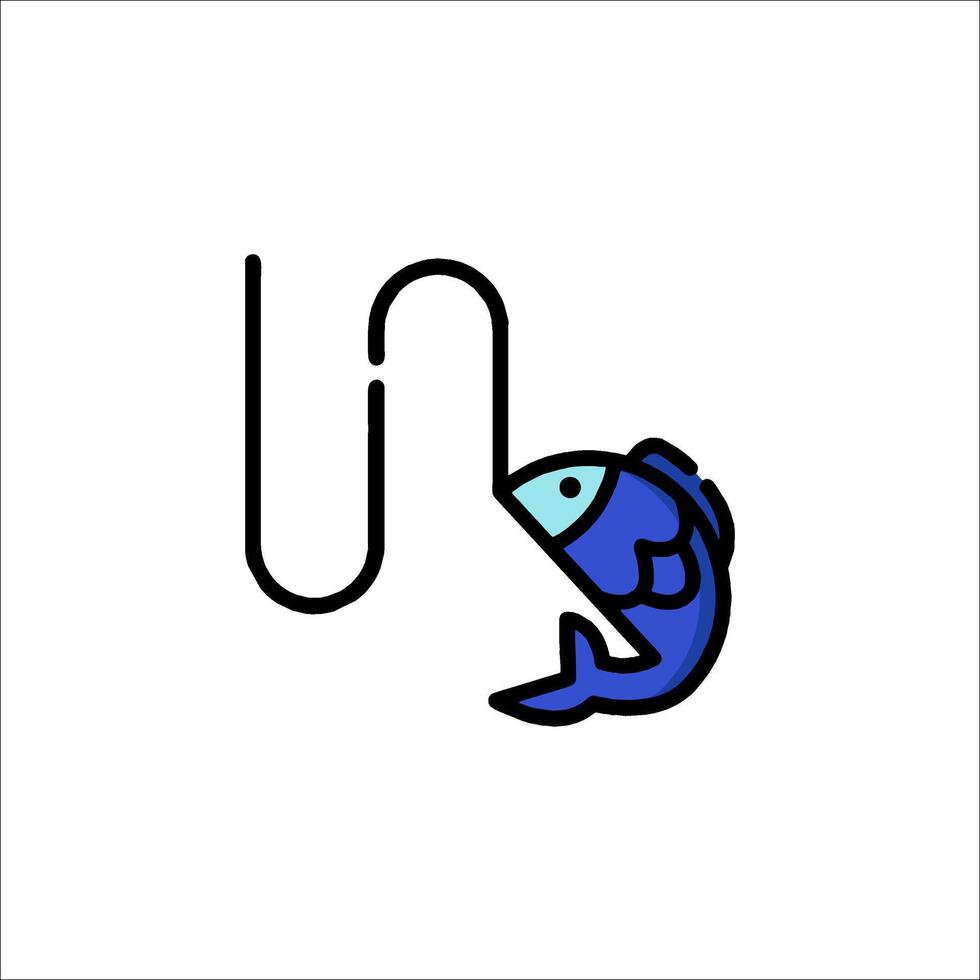 A fish is holding a fishing line in its mouth vector