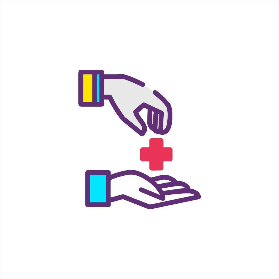 A hand giving a cross to another person vector