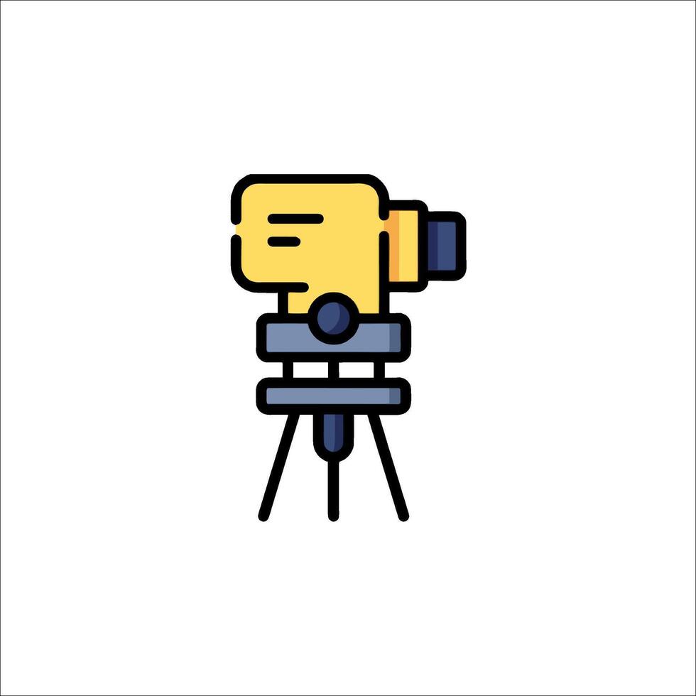 A yellow and black camera on a tripod icon vector