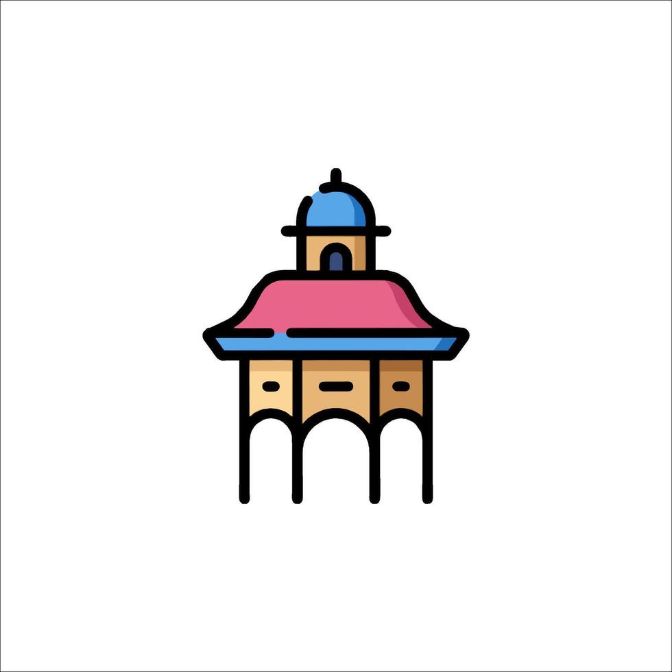 A building with a roof and a pink dome vector