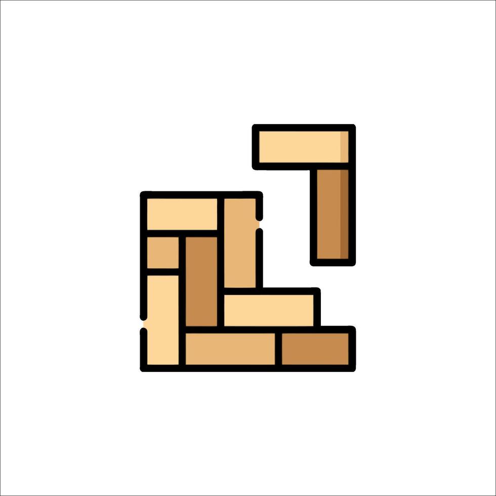 A brick wall icon with a wooden block vector