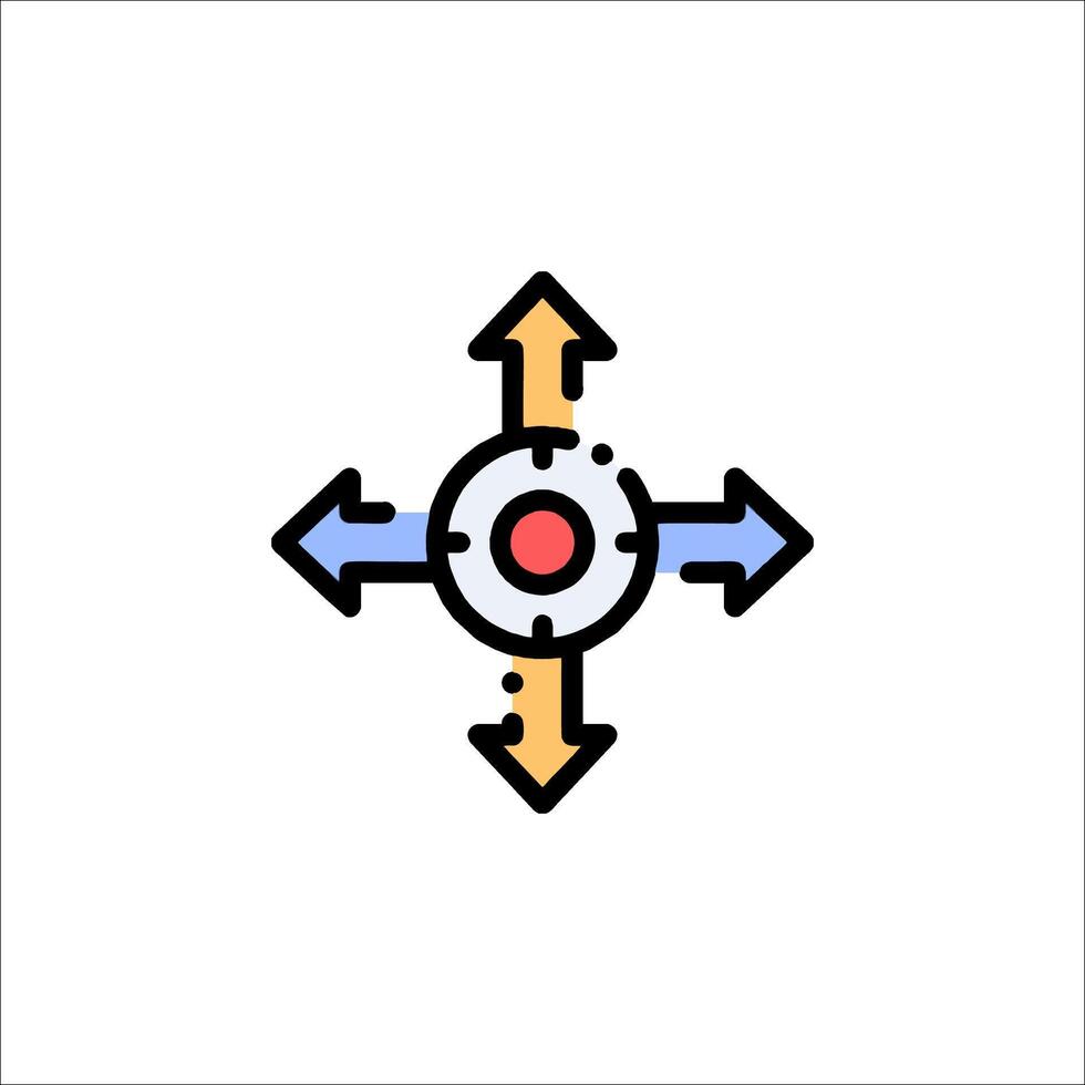 A colorful arrow pointing to the right and left vector