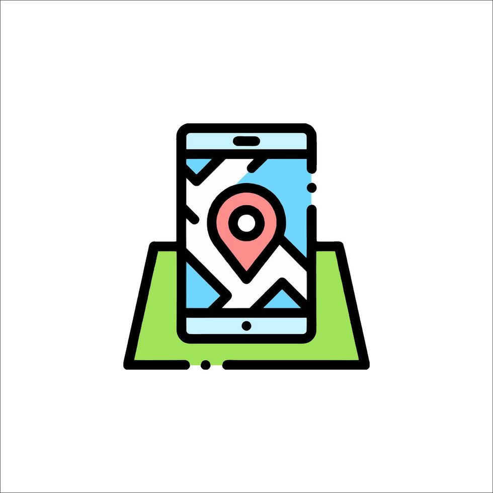 A map icon with a location marker on it vector