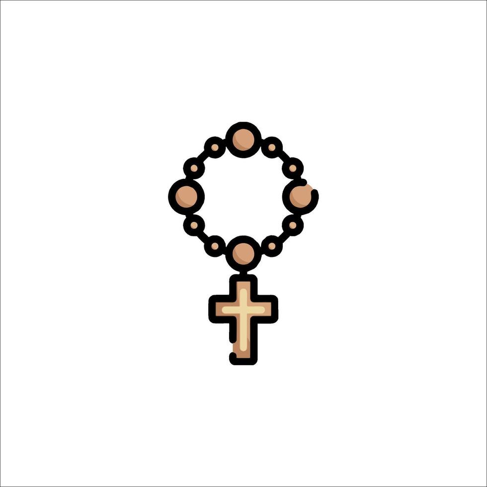 A rosary with a cross on it vector