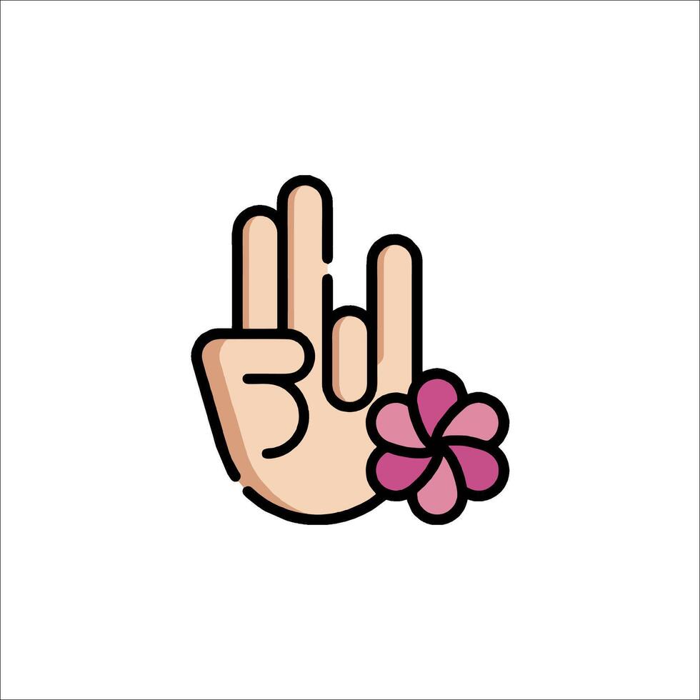 A hand with a flower and a peace sign vector