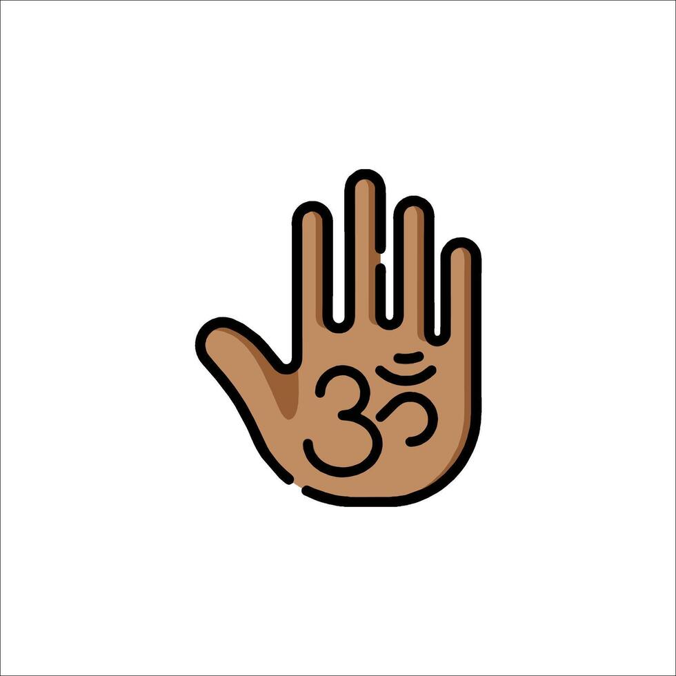 An om hand icon with a sign on it vector