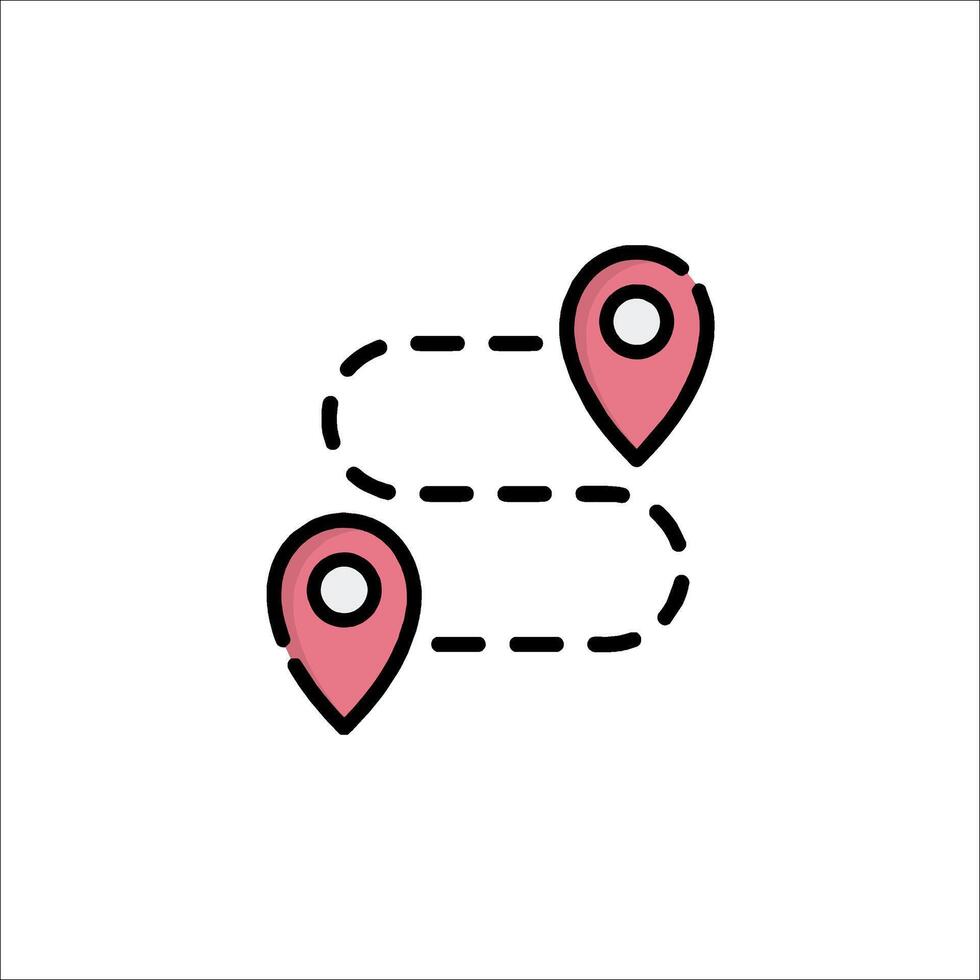 A map icon with two pins pointing to each other vector