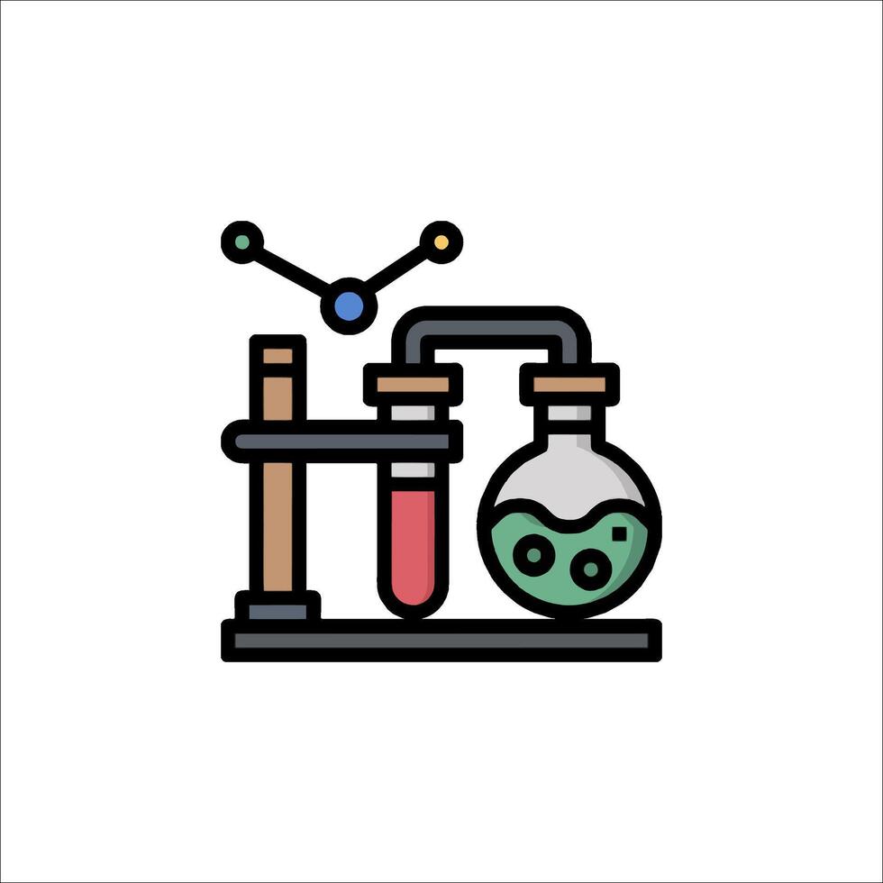 A laboratory with a flask and a beaker vector