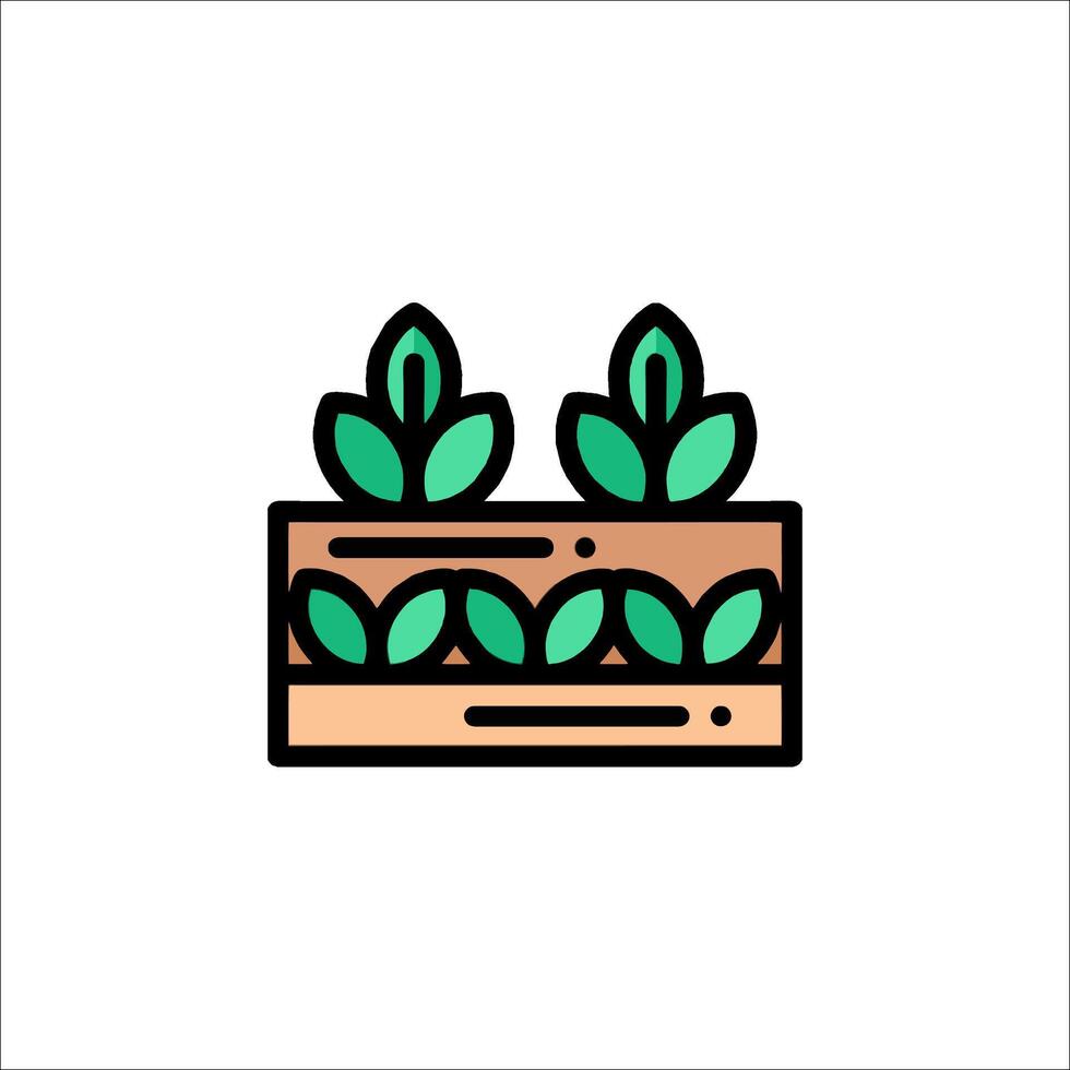 A plant in a box icon vector