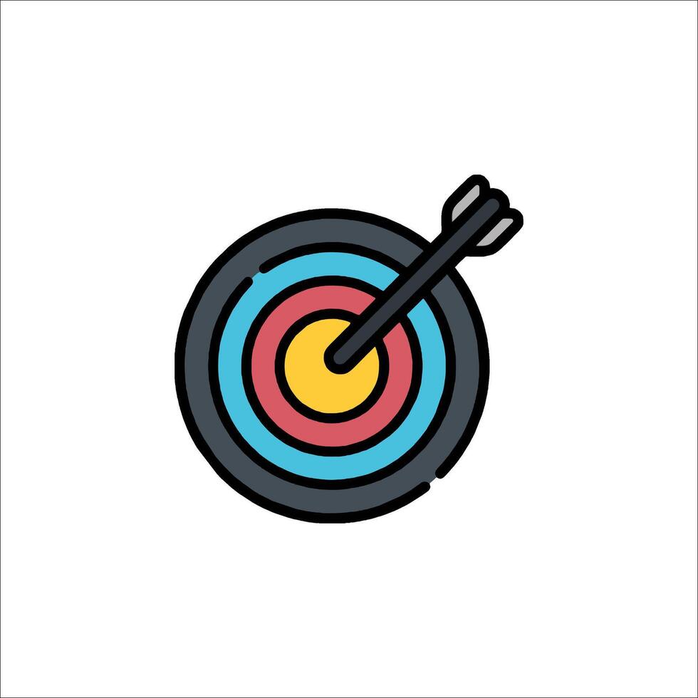 Arrow in the center of target icon vector