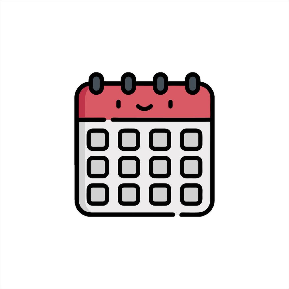 A calendar icon with a smiley face vector