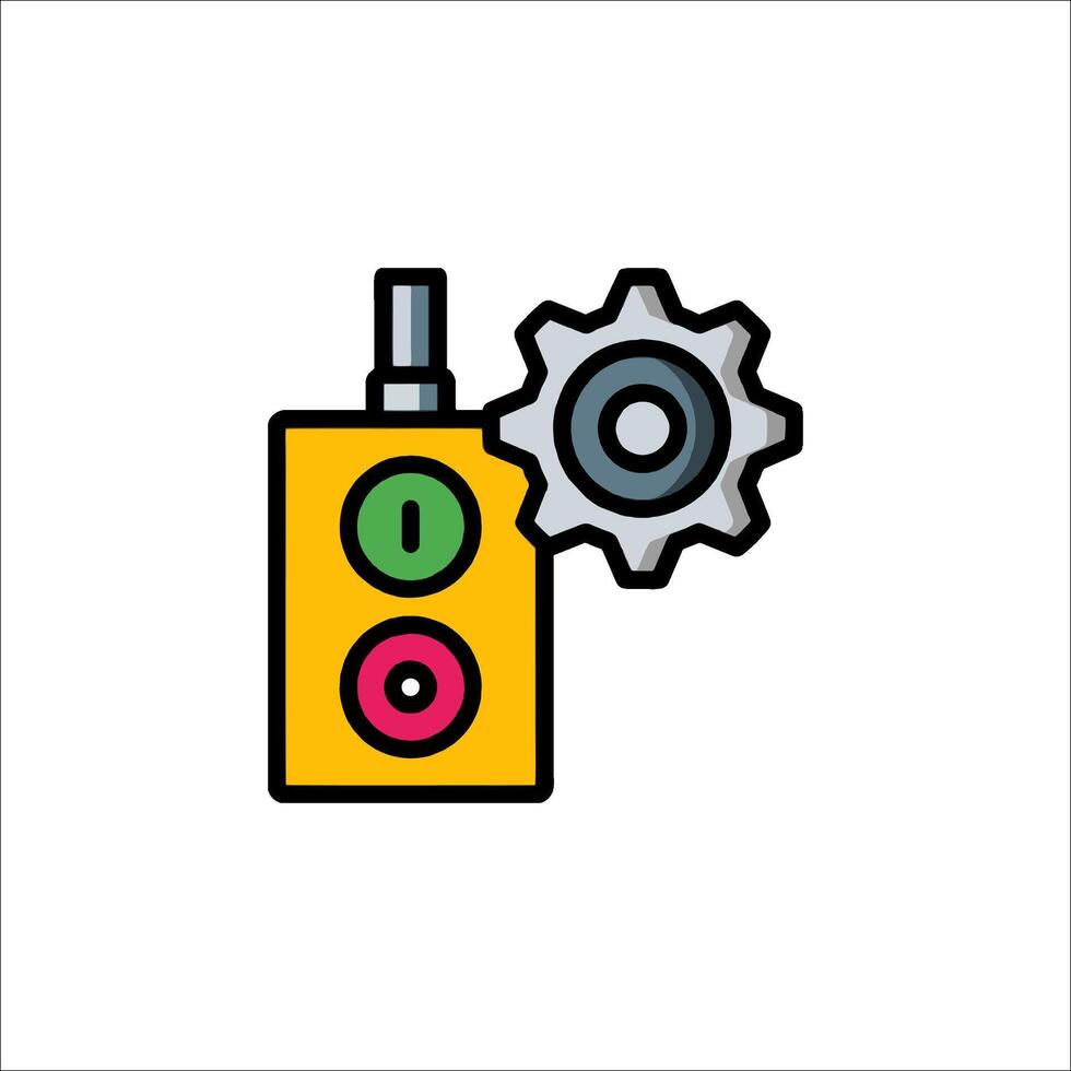 A yellow light switch with a gear wheel vector