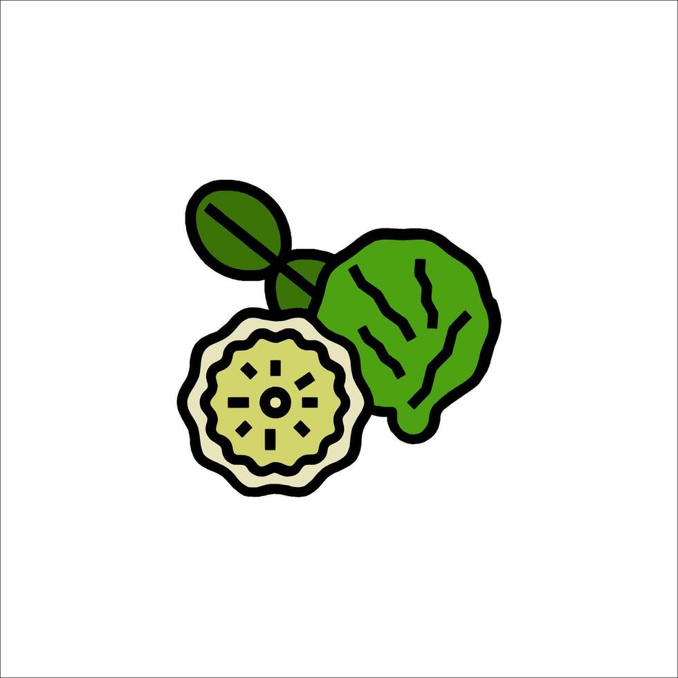 A green leaf and a slice of fruit icon vector