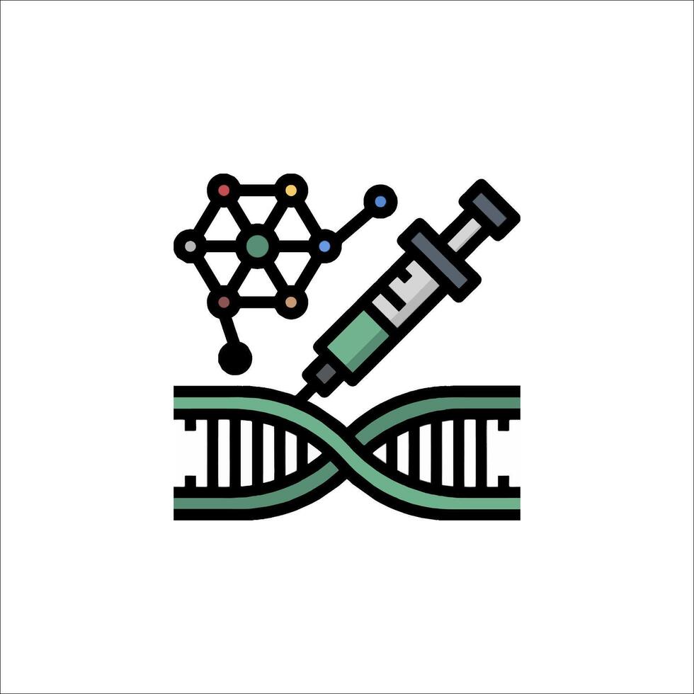 Dna and syringe icon, illustration vector