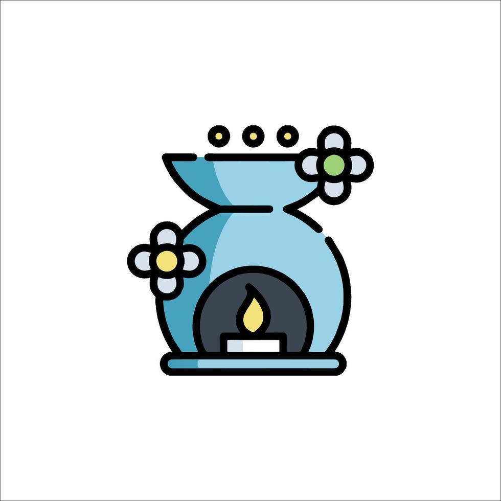A blue and white icon of a burning candle vector