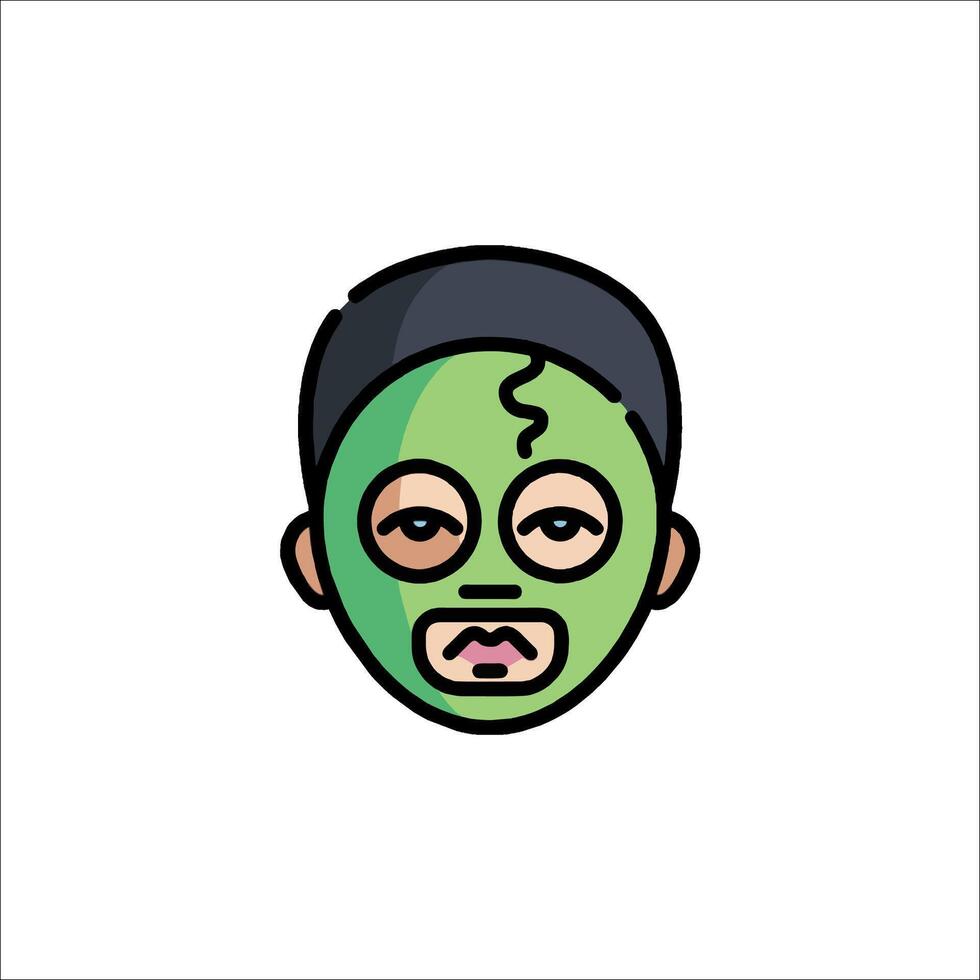 A cartoon man with a green face and black eyes vector