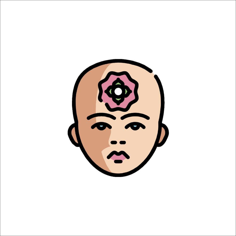 A cartoon head with a pink flower on it vector