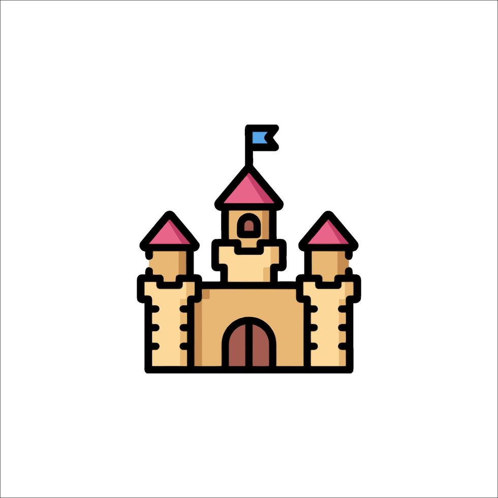 A castle icon with a flag on top vector