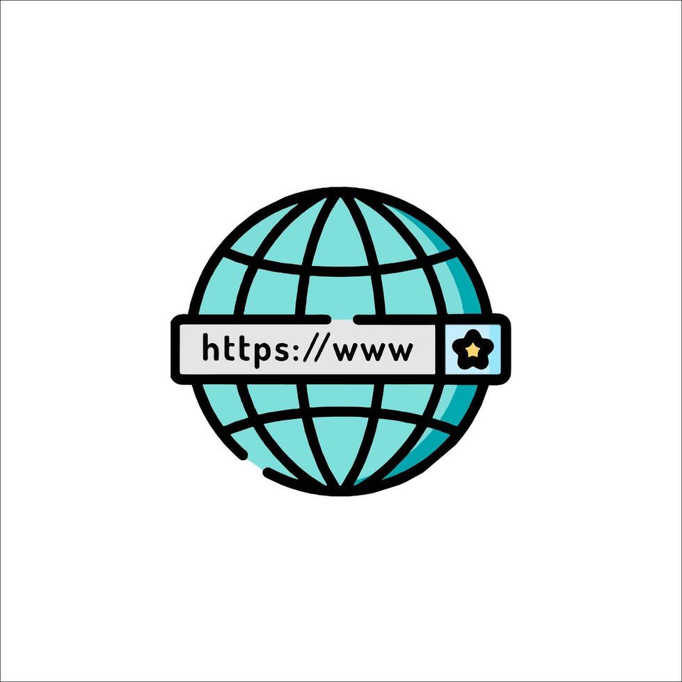 The logo for the internet is a globe with the word vector