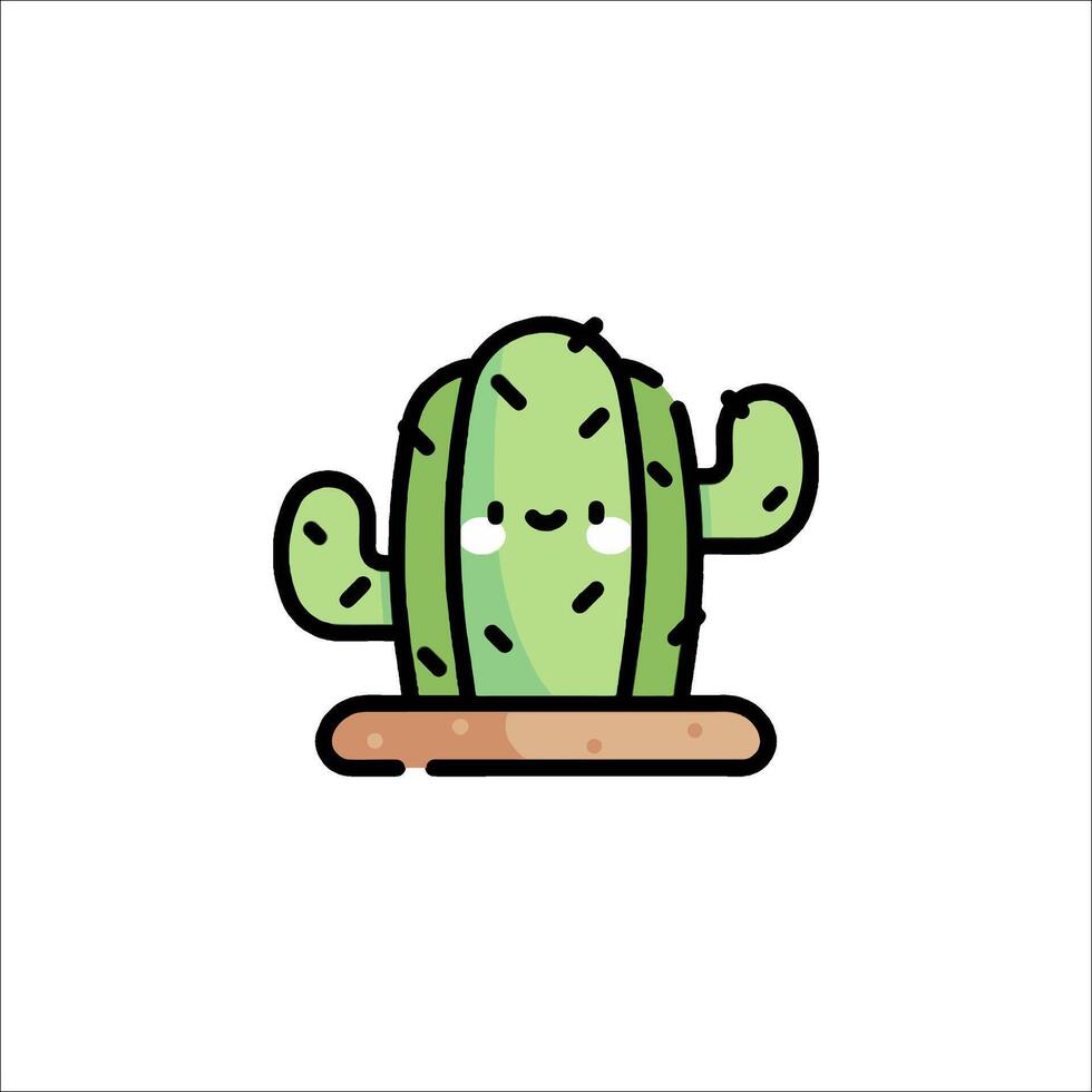 Cute cactus icon illustration vector