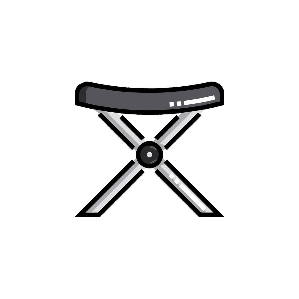 A black and white icon of a folding chair vector