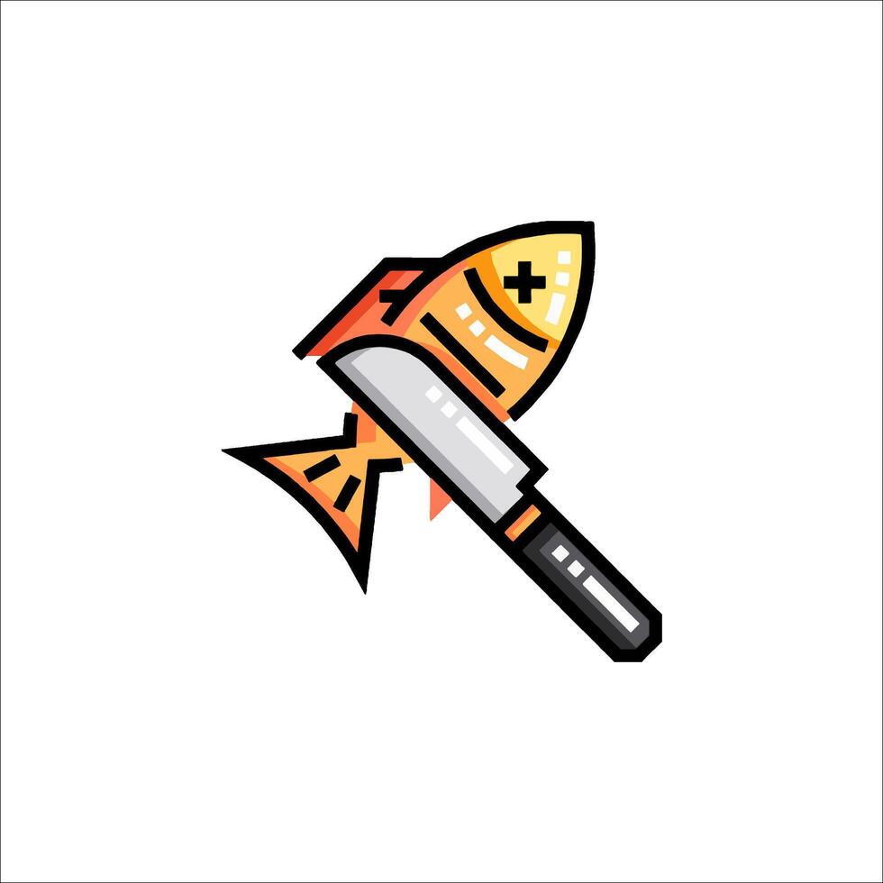 A knife and fish icon on a white background vector