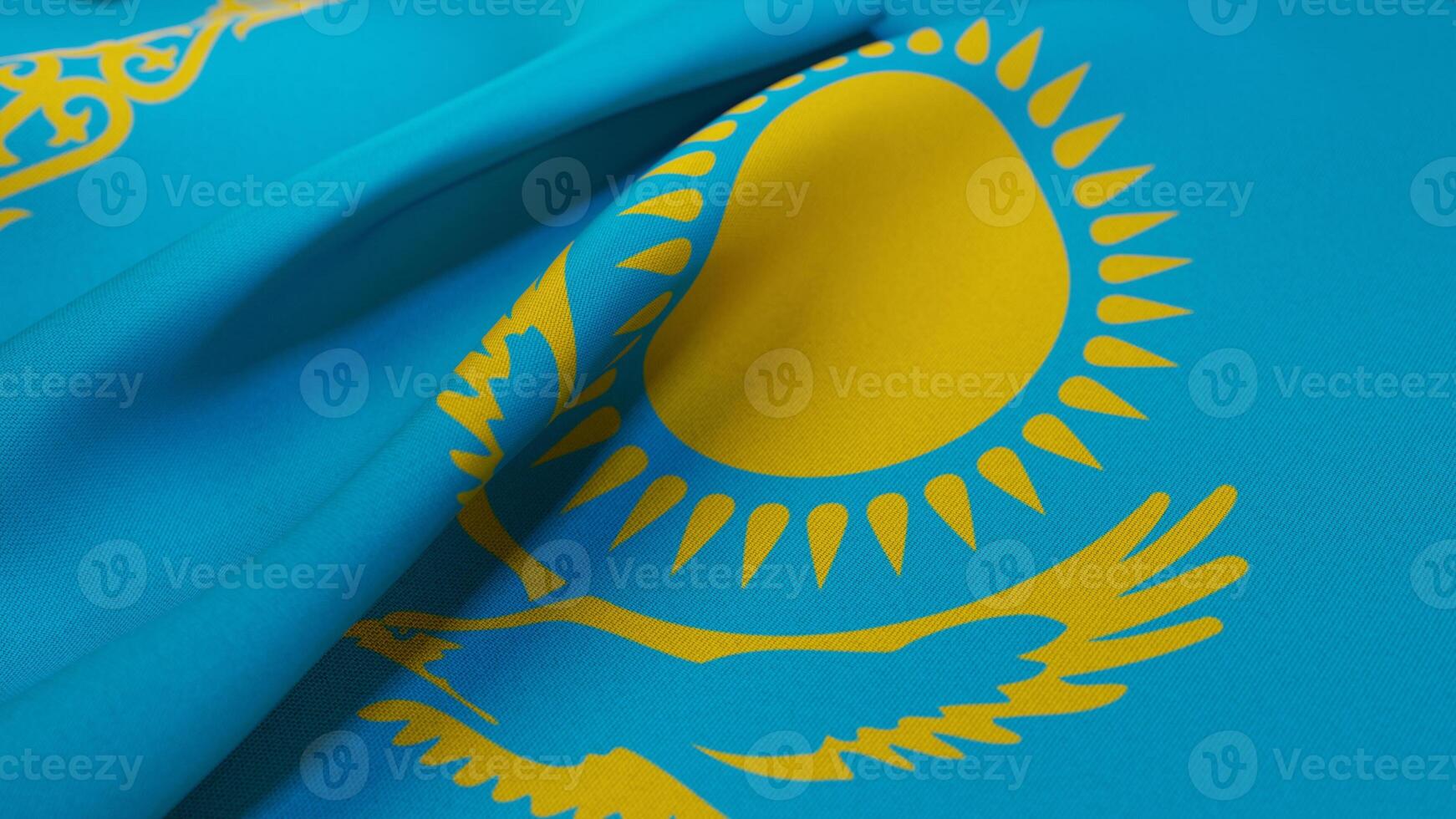 3D Wrinkled Flag Of Kazakhstan photo