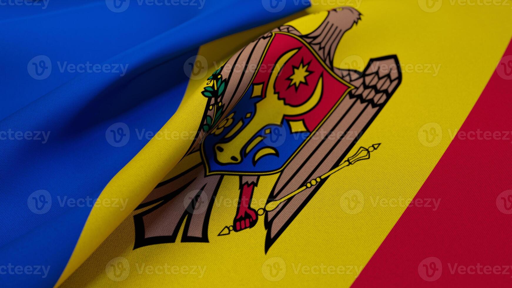 3D Wrinkled Flag Of Moldova photo