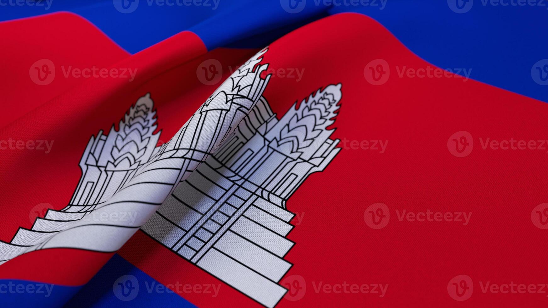 3D Wrinkled Flag Of Cambodia photo