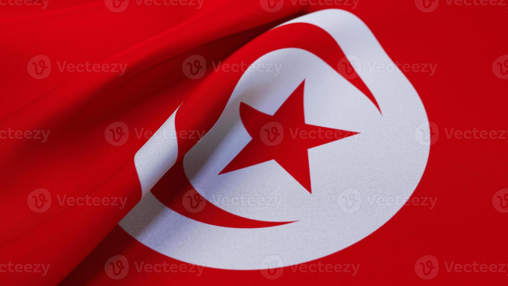 3D Wrinkled Flag Of Tunisia photo