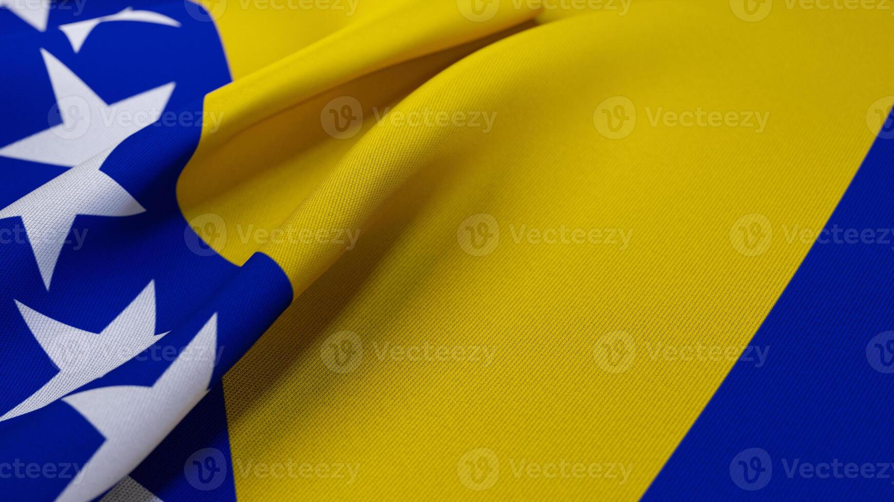 3D Wrinkled Flag Of Bosnia and Herzegovina photo