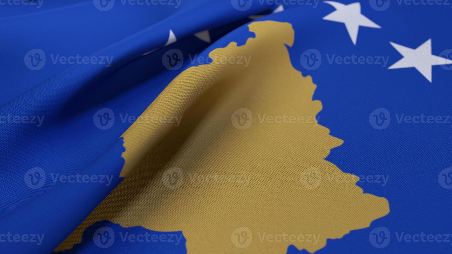 3D Wrinkled Flag Of Kosovo photo