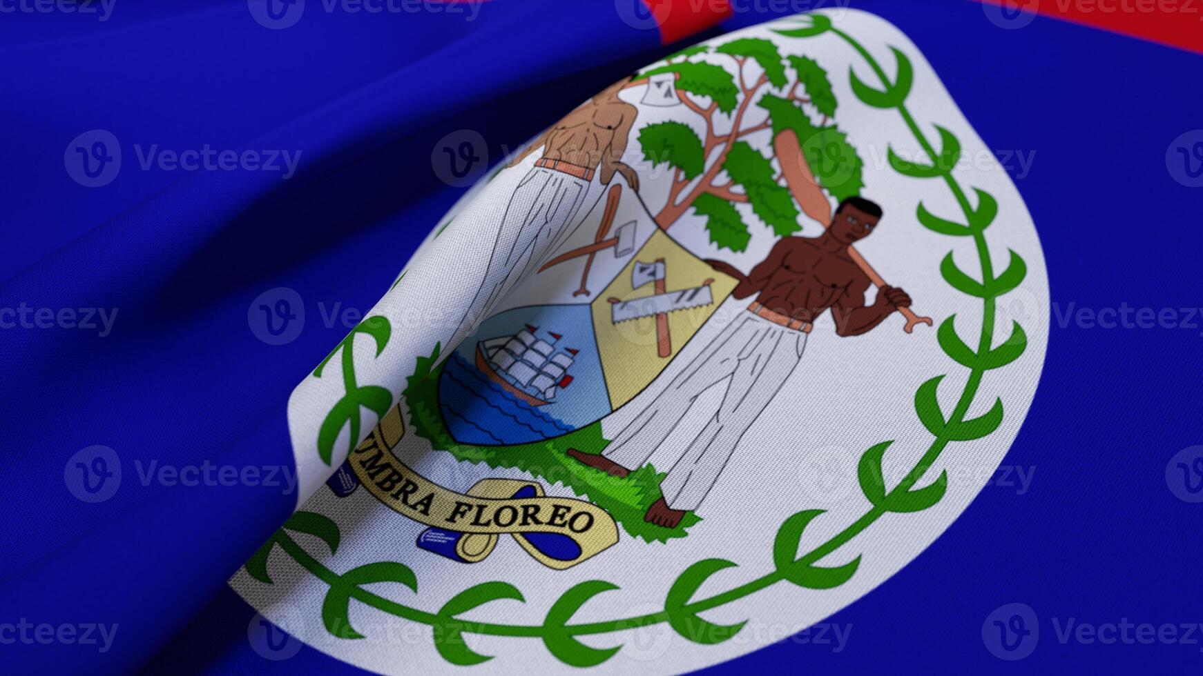 3D Wrinkled Flag Of Belize photo