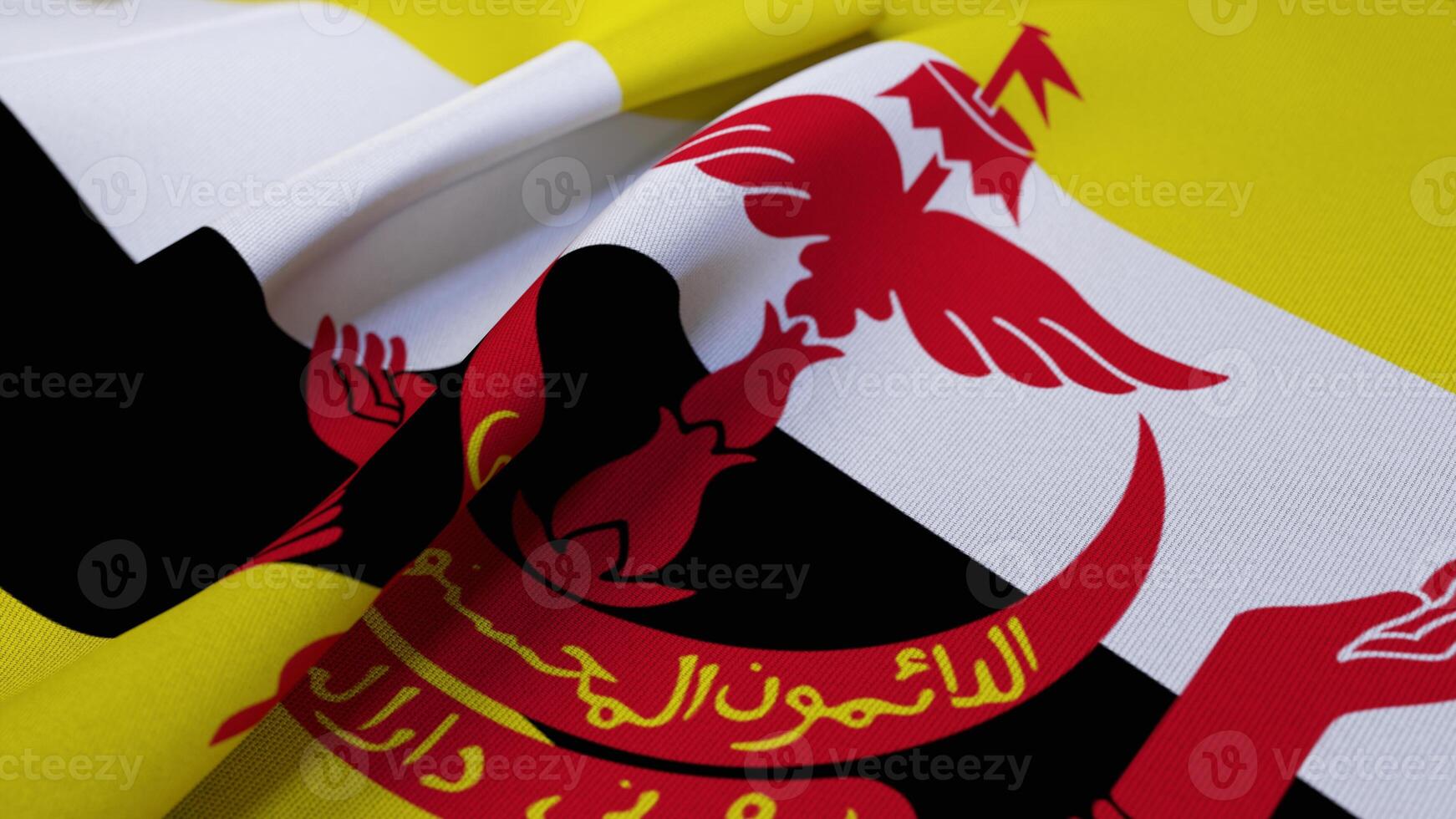 3D Wrinkled Flag Of Brunei photo