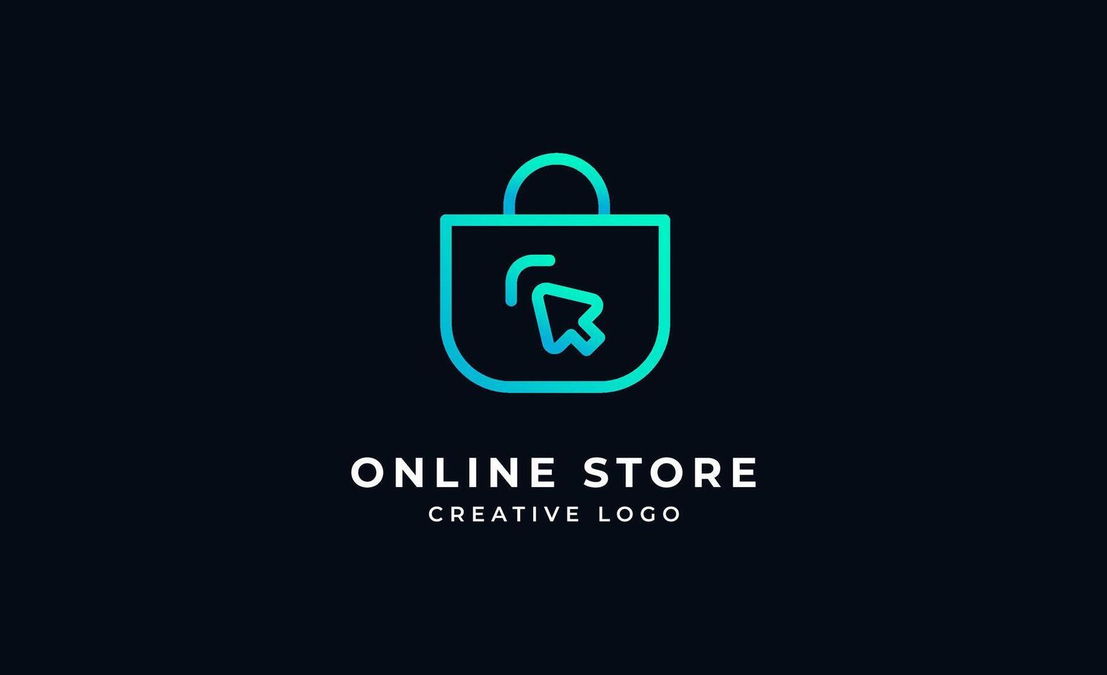 Logo Online shopping bag in futuristic concept. Modern and minimalist design. vector