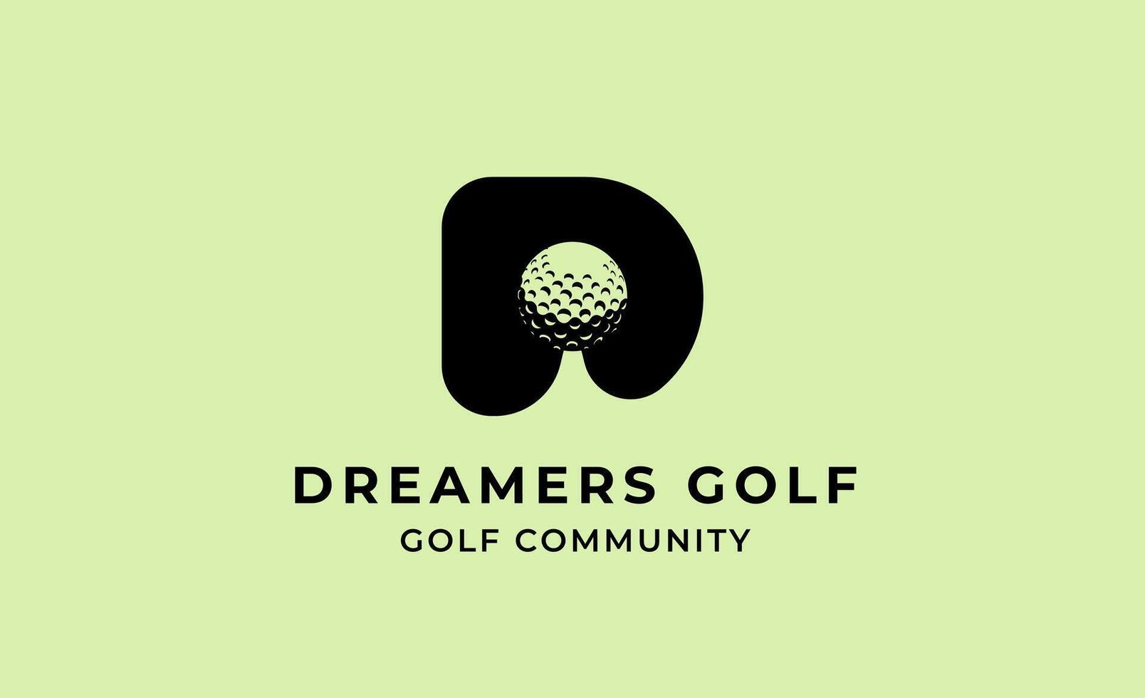 Golf logo with Initial D. Golf ball, golf stick and sport typography concept. Club and community template design. vector