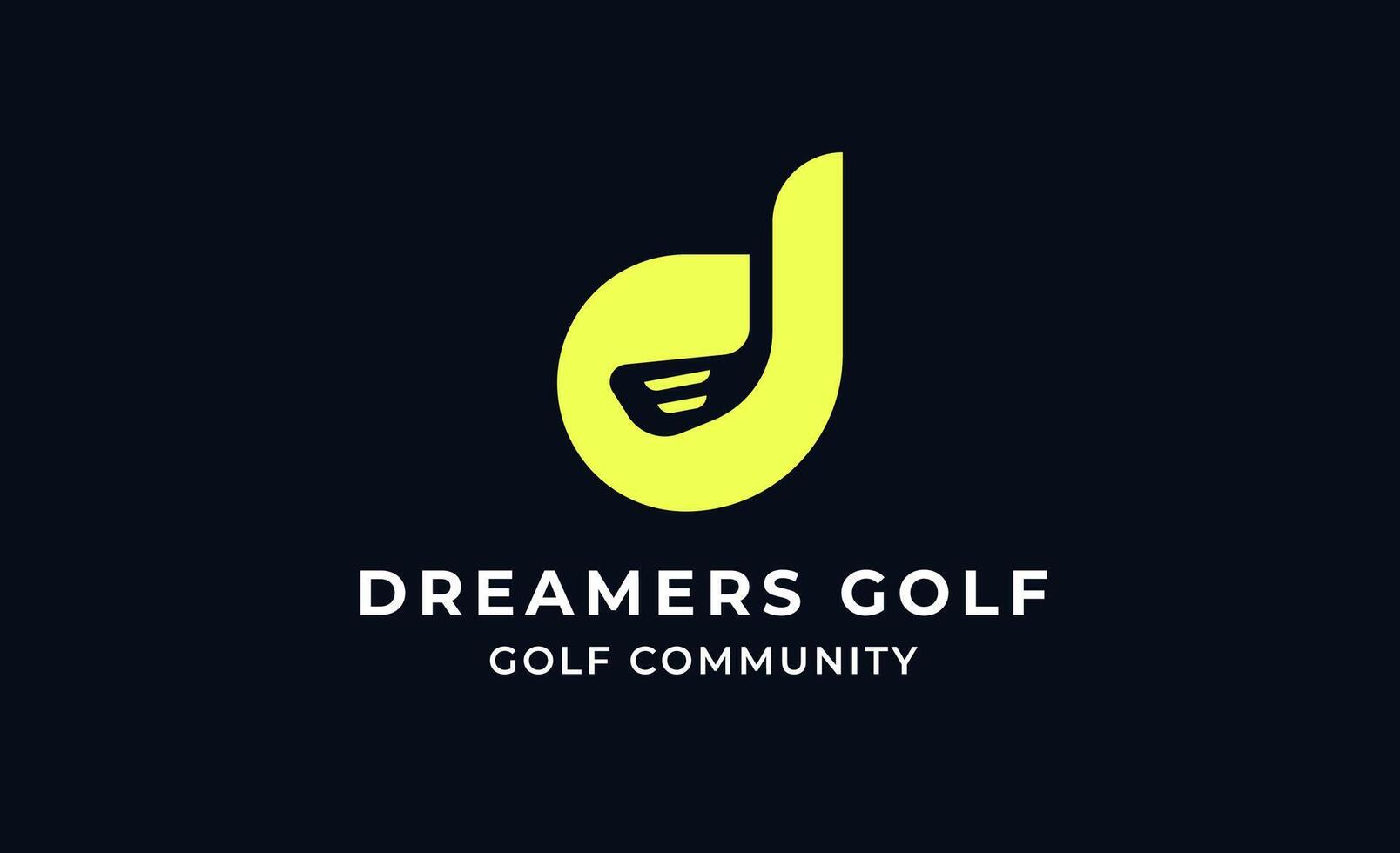 Monogram logo design Initial D and Golf. Golf ball, golf stick and sport typography concept. Club and community template design. vector