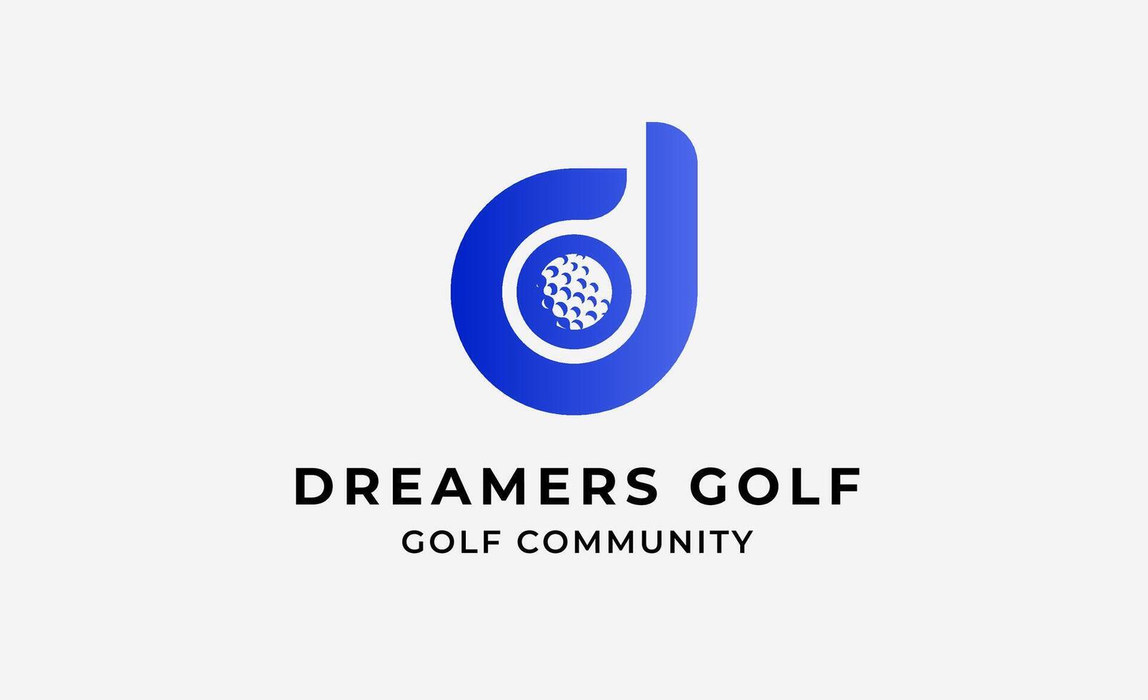 Professional and simple Monogram Initial D with logo design Golf. Golf ball, golf stick and sport typography concept. Club and community template design. vector