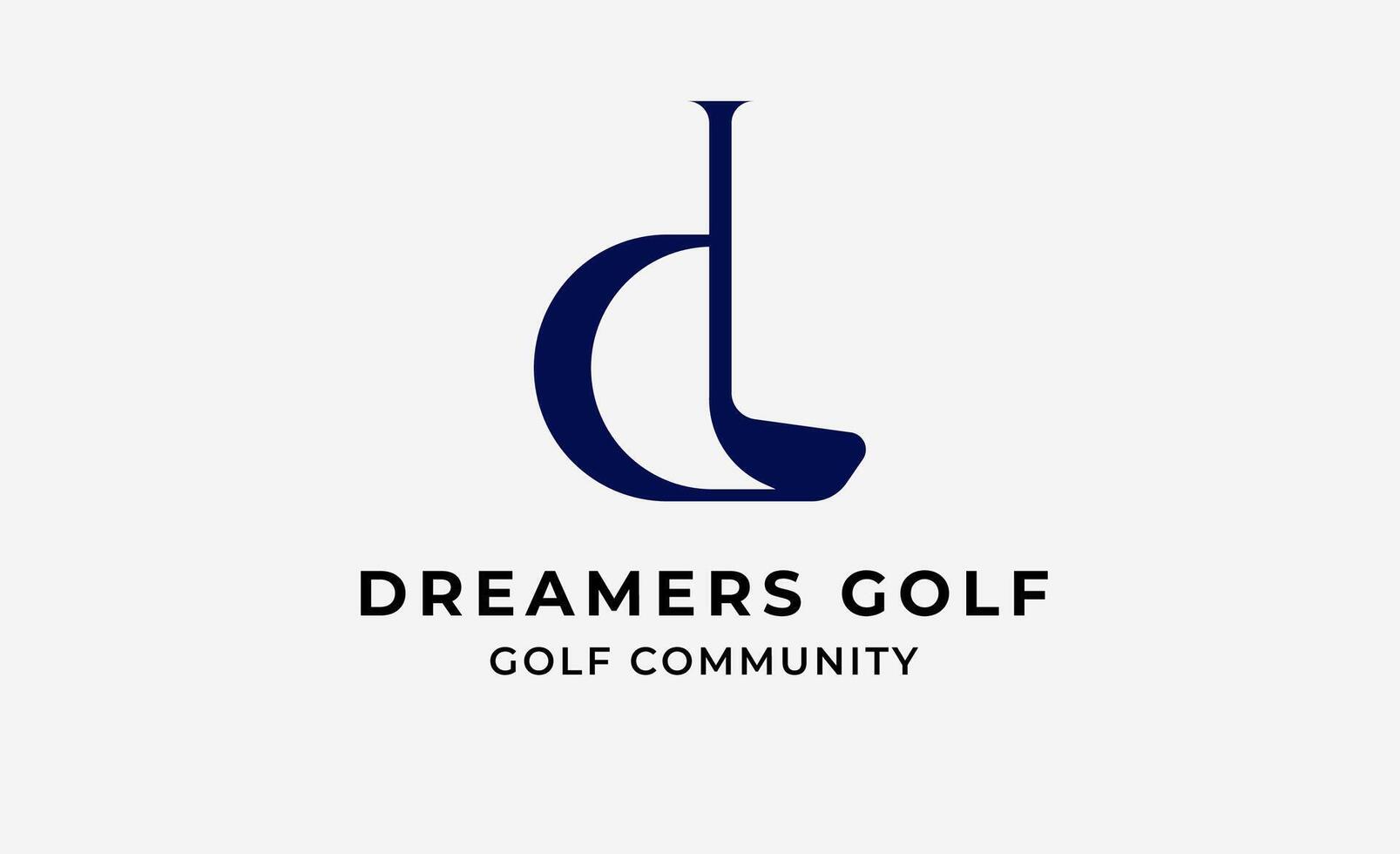 Monogram Initial D and logo design Golf. Golf ball, golf stick and sport typography concept. Club and community concept. vector