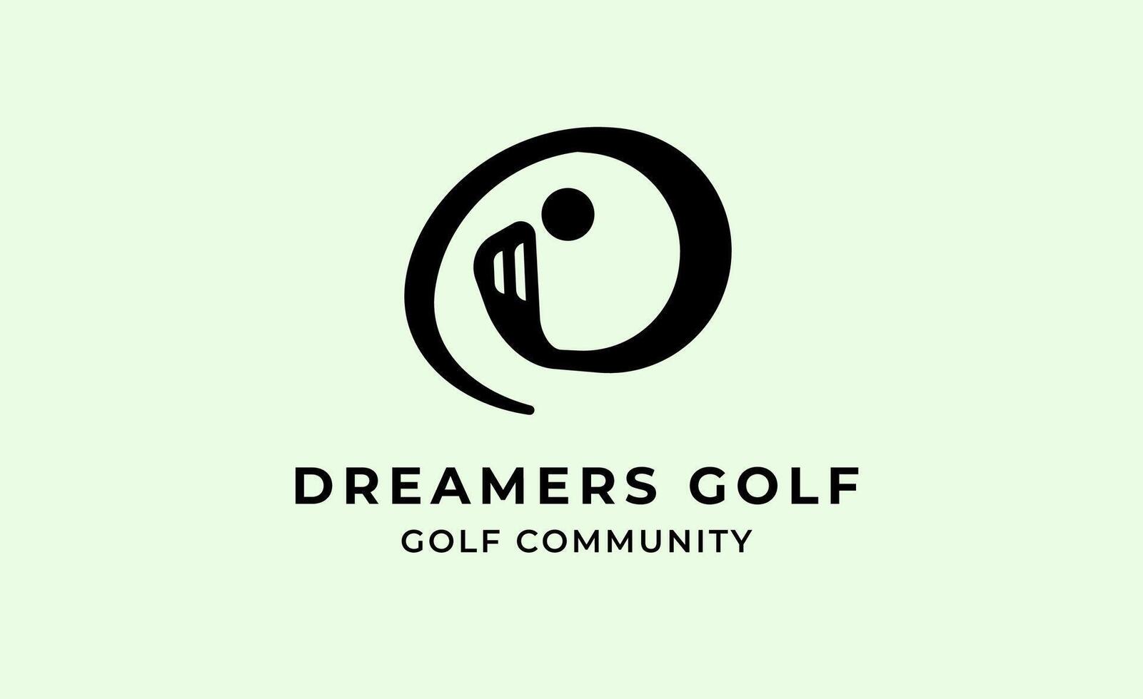 Professional and simple Monogram Initial D with logo design Golf. Golf ball, golf stick and sport typography concept. Club and community concept. vector