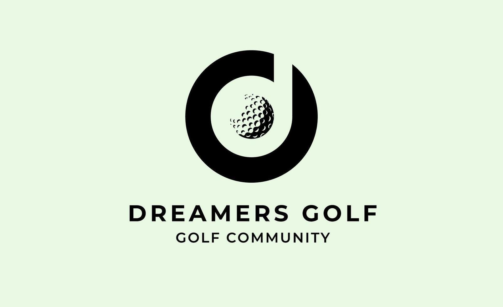 Initial D and Logotype design Golf. Golf ball, golf stick and sport typography concept. Club and community concept. vector