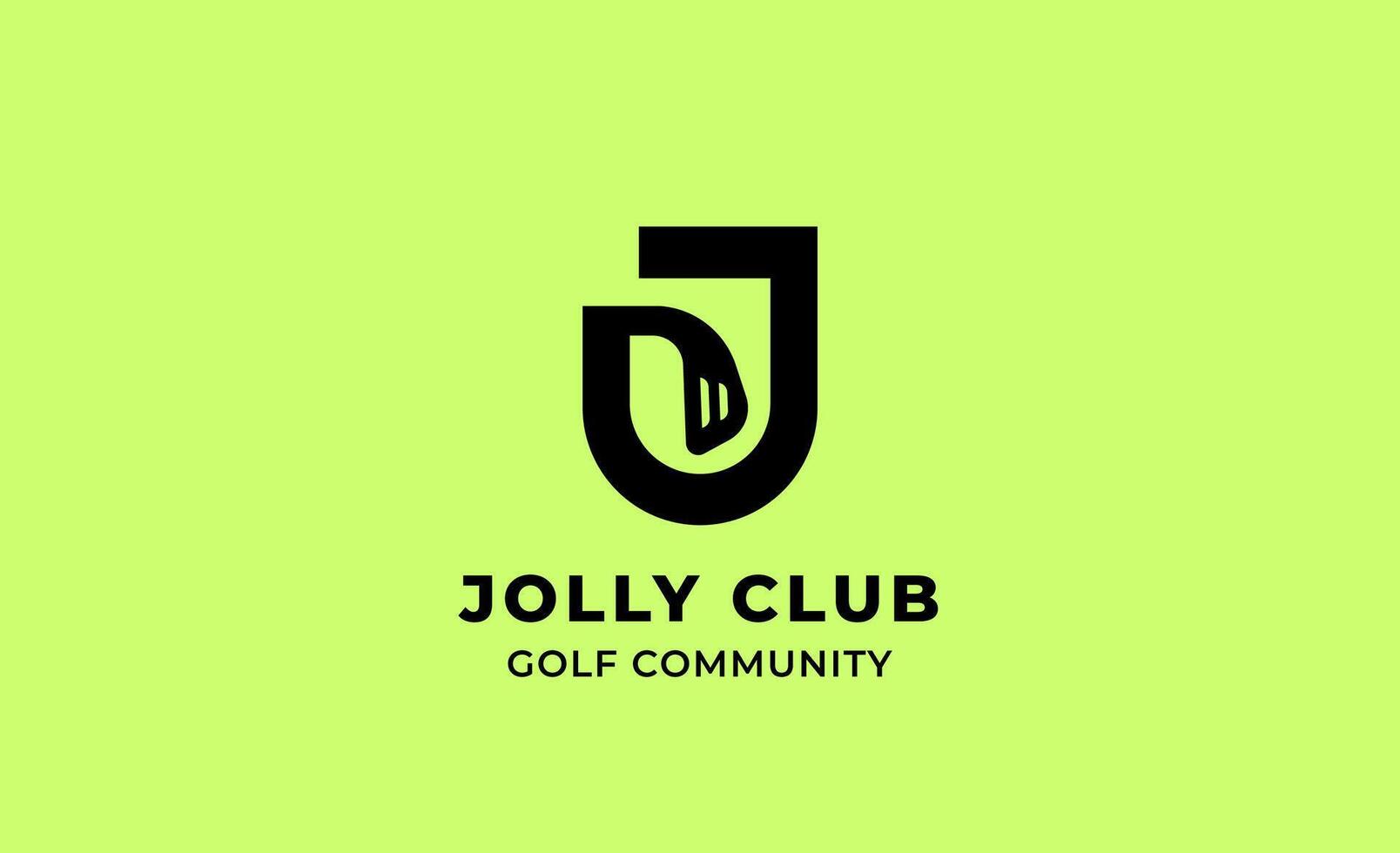 Monogram logo design Initial J and Golf. Golf ball, golf stick and sport typography concept. Club and community template design. vector