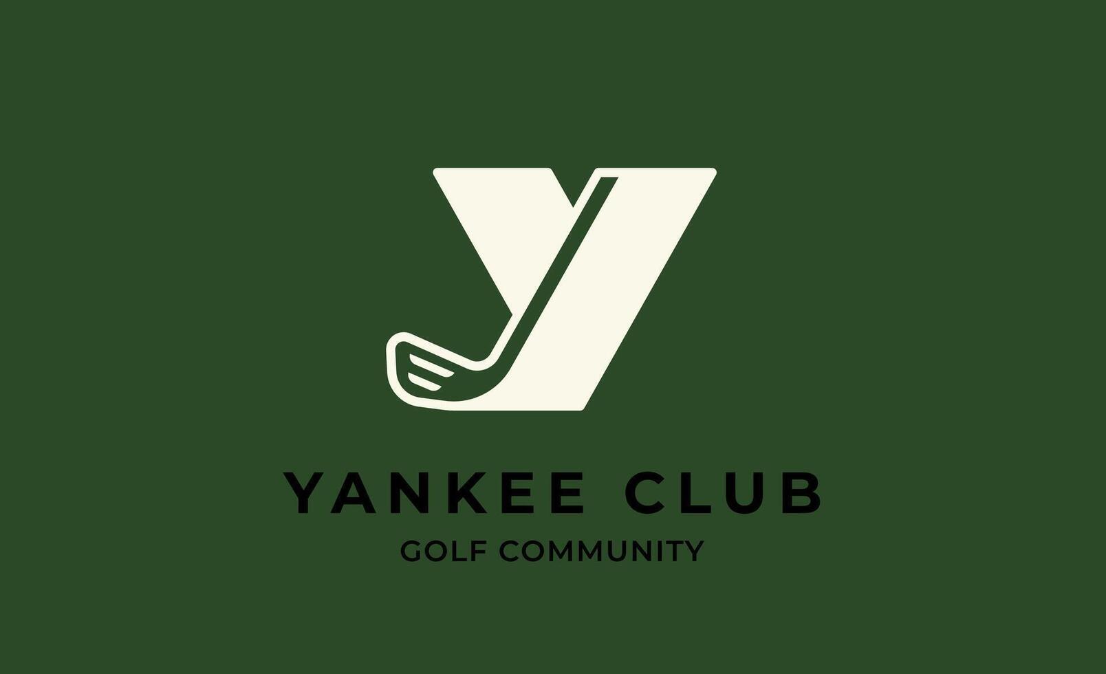 Golf logo with Initial Y. Golf ball, golf stick and sport typography concept. Club and community template design. vector