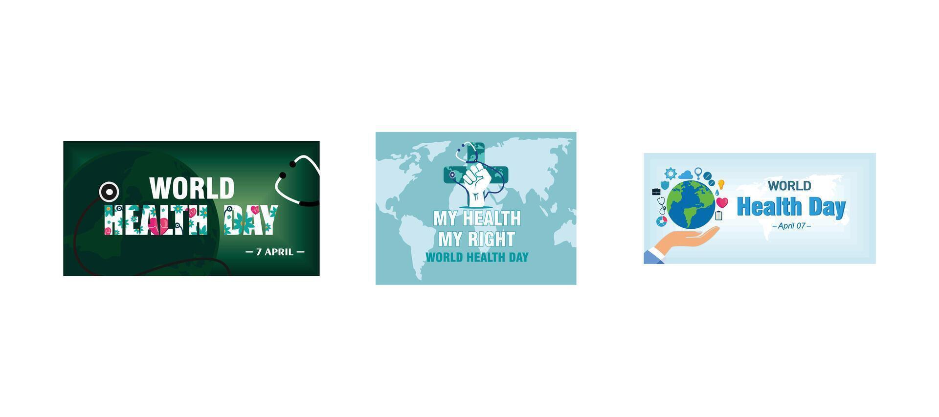 World Health Day. Stethoscope design for health day. World Health Day is a global health awareness day celebrated every year on 7th April. Set flat modern illustration vector