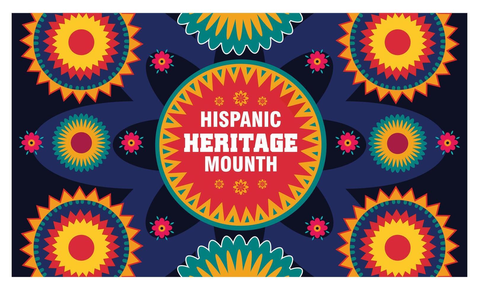 Hispanic heritage month for social media, networks. Greeting with national hispanic heritage month text on floral pattern background. flat modern illustration vector