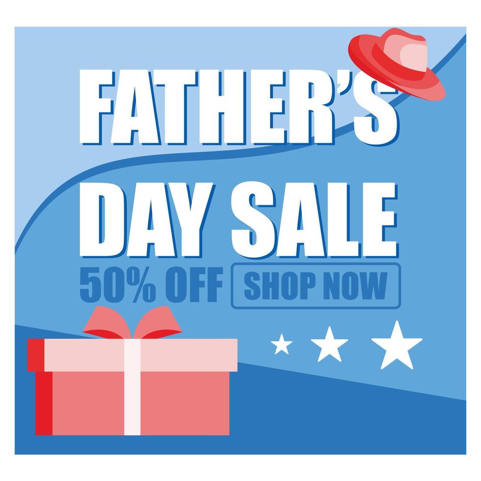 Father's Day Sales Promotion poster or banner with gift wrapping paper concept. Promotion and shopping template for Father's Day. flat modern illustration vector