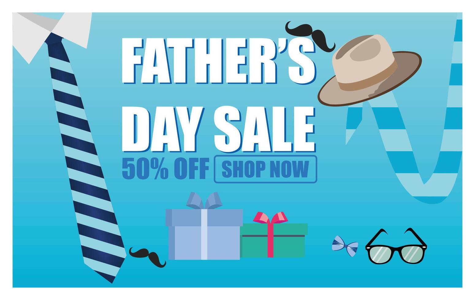 Festive Father's Day Sale Promotion With Stylish Accessories vector